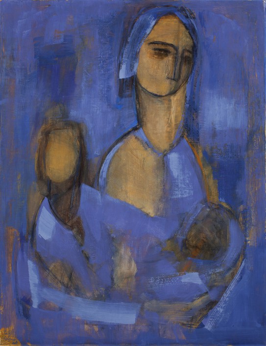 Blue Madonna with Two Children